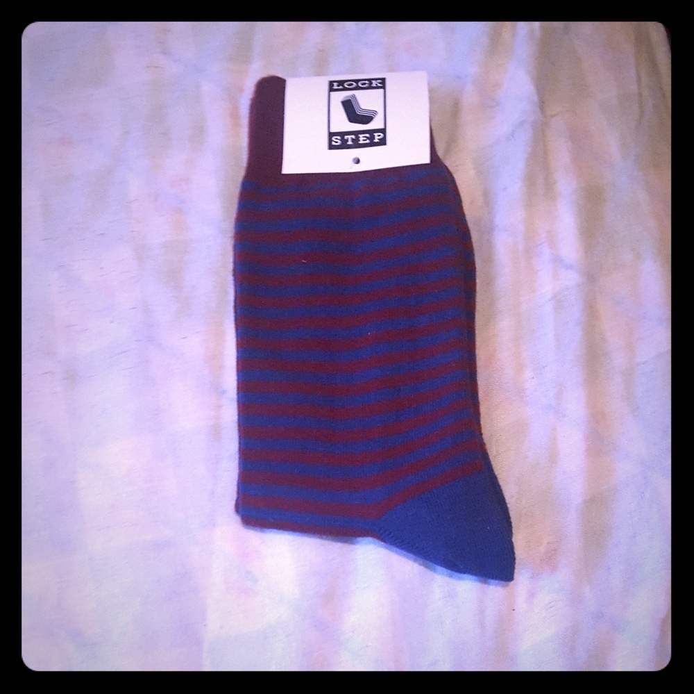 Red and navy blue socks